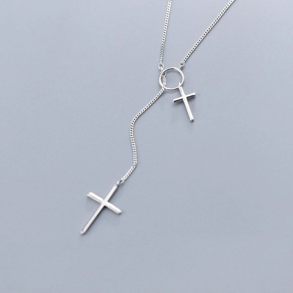 NEW 925 Sterling Silver Cross Circle Necklace - Picture 4 of 4